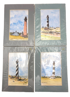 Four North Carolina Lighthouses Prints by Frans Van Baars, VTG NOS, Gallery Wall