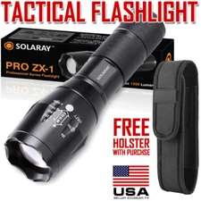 Tactical Flashlight LED 18650 AAA Work Emergency Car Security Light with Holster