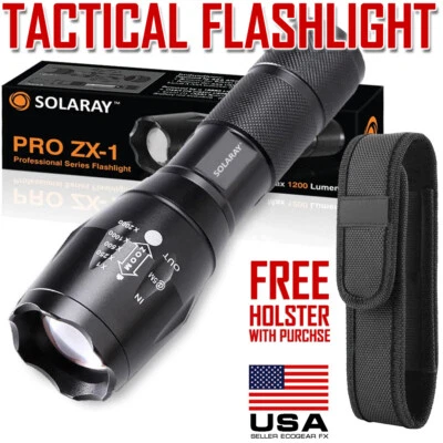 Tactical Flashlight LED 18650 AAA Work Emergency Car Security Light with Holster