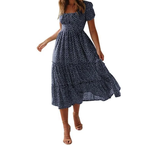 Langes Maxi-Strandkleid Damen Sommer Boho Damen Abend Party Blumen Sommerkleid - Bild 14 von 17