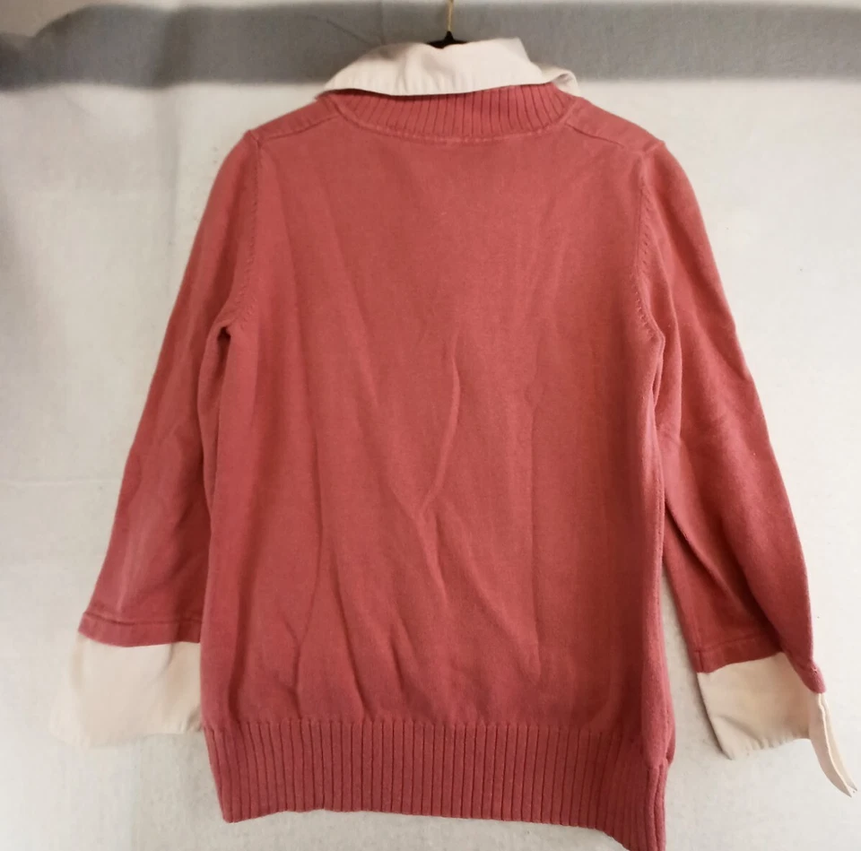 Suéter Van Heusen Mujer Pequeño Rosa Camisa Integrada Pullover Algodón en Capas Foto 2 de 4