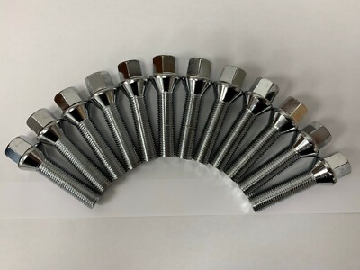 ALLOY WHEEL BOLTS 5 X M14X1.5 CHROME 60° 40mm THREAD FIT MERCEDES E G M S CLASS ALLOY WHEEL BOLTS 5 X M14X1.5 CHROME 60° 40mm THREAD FIT MERCEDES E G M S CLASS