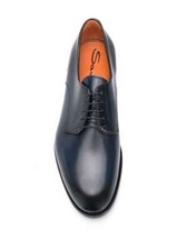 Santoni Smooth Shoe In Blue Leather With Black Hues 250SU