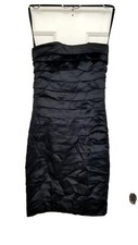 Bebe strapless satin ruffle little black dress mini dress Size XXS