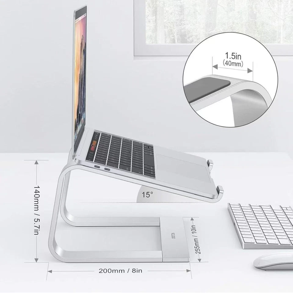 OMOTON 11-16 inch Laptop Stand Detachable Mount Aluminum Holder for Desk Silver - Image 3 of 4