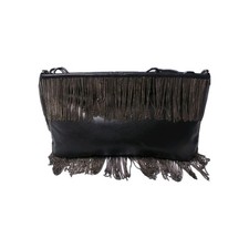 Vintage Franchi Fringe Evening Bag Clutch Purse Swinging Sixties Style Black