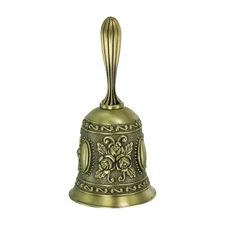 Hand Bell, Dinner Bell Call Bell Vintage Carved, Bronze