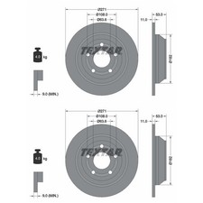 2X TEXTAR BREMSSCHEIBEN HINTEN 271mm VOLL PASSEND FÜR FORD PUMA | 92327403