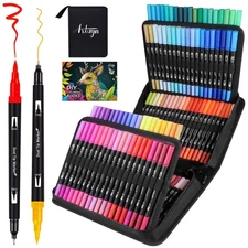 Dual Markers Brush Pens for Adult Kids Coloring Books,120 Colors Art Marker S...