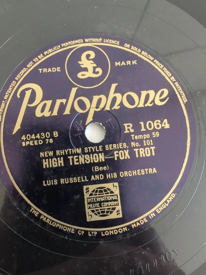 LUIS RUSSELL AND HIS ORCHESTRA HIGH TENSION 78RPM PARLOPHONE R1064 - Image 3 of 4