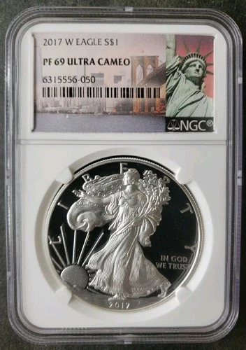 2017 W Proof $1 American Silver Eagle Dollar NGC PF69 Ultra Cameo