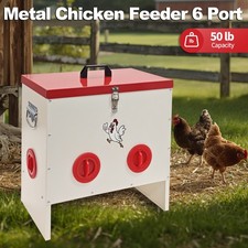 Automatic Chicken Feeder Box 50 lbs 6 Ports Weather-Resistant  Animal-Proof