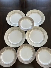 Corelle Pewter Dinner Plates 10.75”  & Luncheon Plates  8.5” Set Of 8
