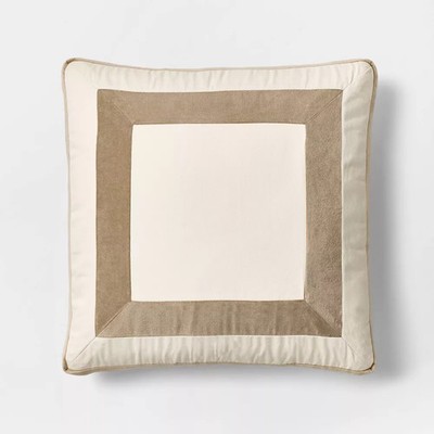 22'' Velvet Border Pillow Taupe - Threshold designed with Studio McGee