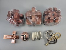 Lot Metal and Wooden 3d Cubes Brain Teaser Puzzle