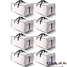 Extra Large Moving Storage Bags Heavy Duty Foldable Zippered 8 Pack Durable New