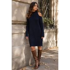 Abercrombie & Fitch Sweater Dress Womens Small Blue Cold Shoulder Knit