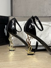 Saint Laurent Opyum Sandalen Lack Schwarz/Gol...