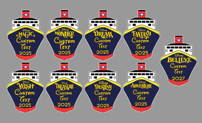 Large Customizable D Cruise 7''x5'' Door Magnet with Ship Name, You choose Year