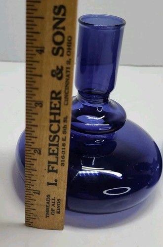 2-Anthropologie Delaney Glass Candlestick Candle Holder Cobalt Blue Bud Vase HTF - Picture 10 of 12