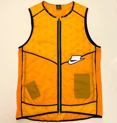 Nike AeroLayer Men's Running Vest Reflective Yellow/Orange w/Black Zip Size L