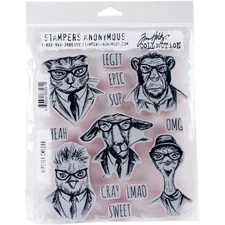 Stampers Anonymous CMS-288 Tim Holtz Cling Stamps 7"X8.5"-Hipster