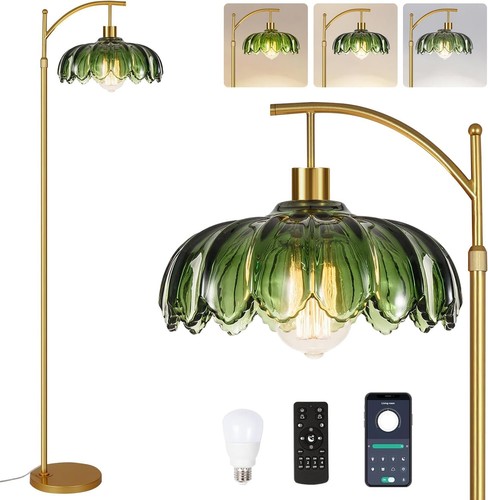 Gold Floor Lamp for Living Room Bedroom with Remote,Unique Vintage Standing Tall