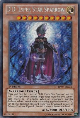 D.D. Esper Star Sparrow - HA07-EN031 - Secret Rare - 1st Edition - Heavily Playe