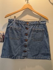 Gap Button Front Blue Denim Skirt Size 29R Waist 30 Length 16