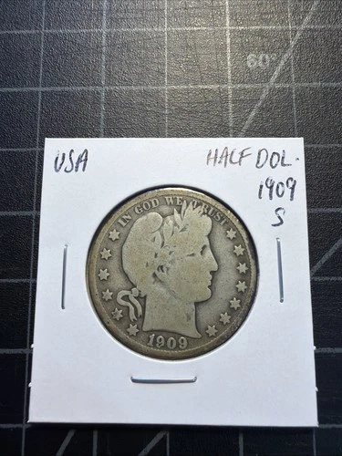 USA Silver Barber Half Dollar 1909 S