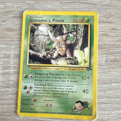 Wizards Pokémon JCC Giovanni's Pinsir #1/127 70 PV Anglais 2000 Vintage - Photo 1/2