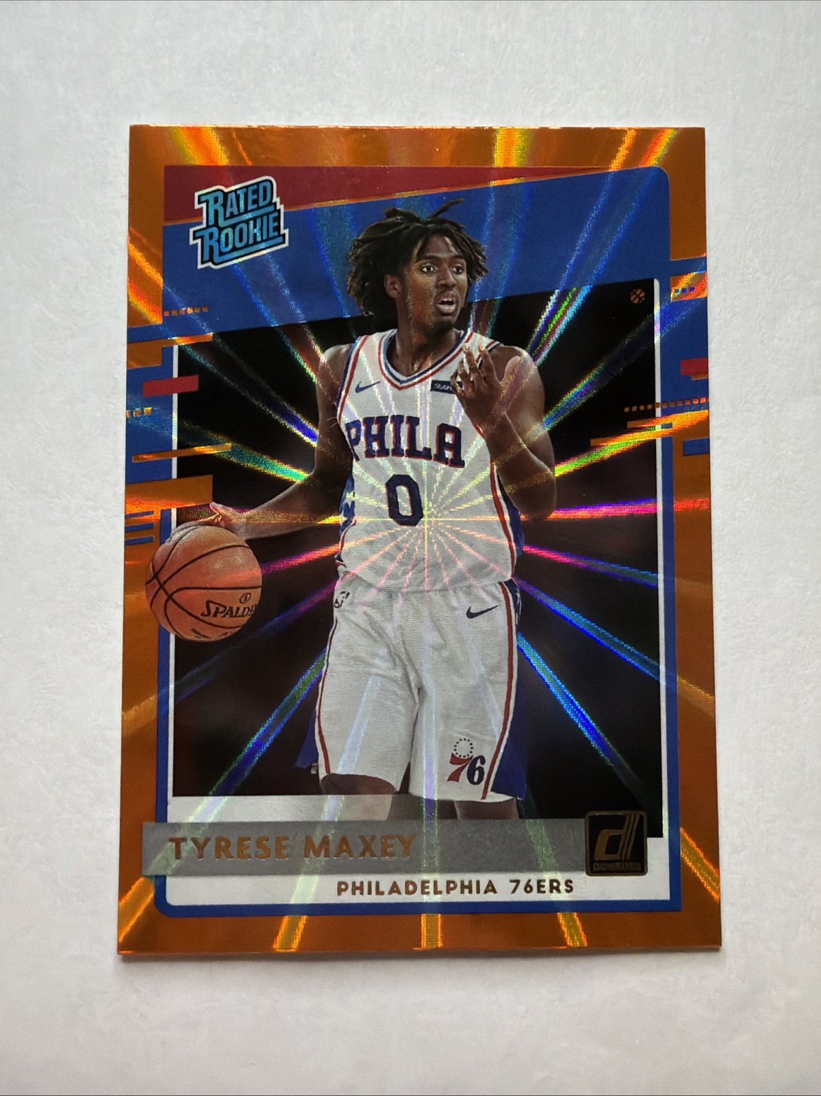 2020-21 Donruss Rated Rookie Orange Laser Tyrese Maxey RC #211