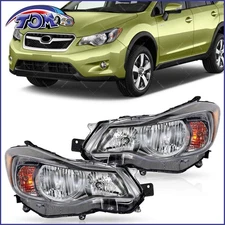 Pair Halogen Headlight Lamp Assembly Black Housing For Subaru Crosstrek Impreza