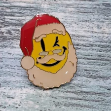 Walmart Associate Employee Pin - Smiley Winking Santa Christmas Holiday