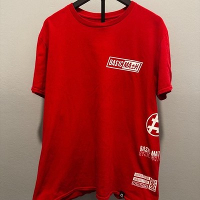 Basic Math Graphic T-Shirt Red Logo Print 100% Cotton Large