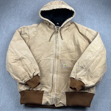 Vintage Carhartt Active Jacket Mens XL J140 BRN Quilted Canvas Fader USA Made