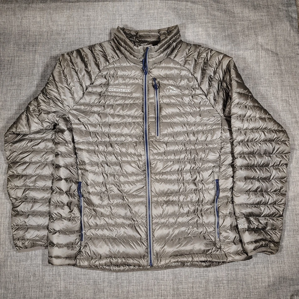 Chaqueta acolchada L.L.Bean para hombre XL gris plumón de ganso abrigo ultraligero cremallera Foto 2 de 4