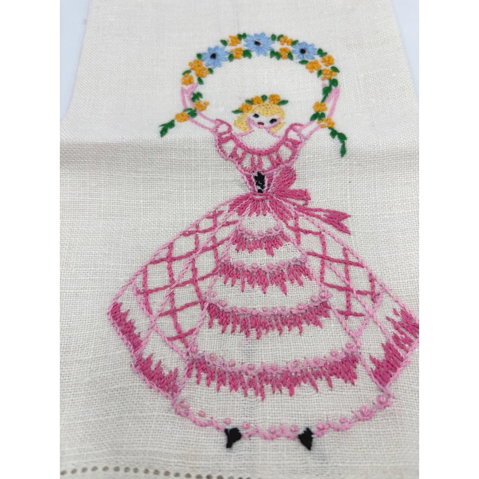 LOTE 2 fundas de almohada vintage bordadas colección servilletas paños de té idea de regalo Foto 4 de 4