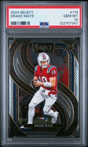 2024 PANINI SELECT #113 DRAKE MAYE PSA 10 GEM MT PATRIOTS RC ROOKIE CARD