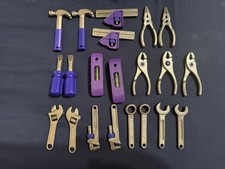 Vintage 90s Playskool Cool Tools Black Purple Toolbox w/ 21 Tools, Free Shipping