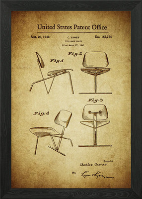 Eames Chair Patent Print Framed Wall Art Poster Canvas Print Picture