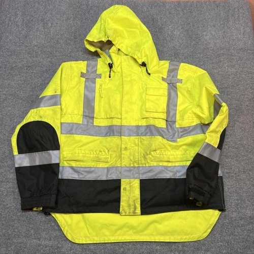 Radians Jacket Mens XL Yellow Hi Vis Hooded Insulated Reflective RW32-3Z1Y - product listing photo