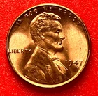 1947-P Lincoln Wheat Cent Penny GEM RED BU From an Original Bank Roll