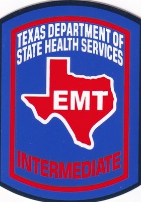 Texas EMT INTERMEDIATE mini patch style DECAL STICKER small TX emergency medical