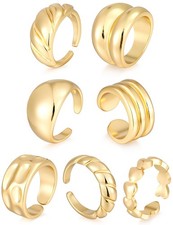 17 MILE Chunky Gold Stackable Rings for Women Non Tarnish, 18K