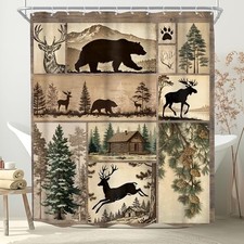 Rustic Cabin Shower Curtain 60Wx72H 60"W x 72"L Pack of 1 Brown Cabin