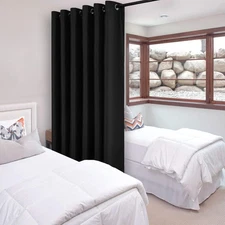 DWCN Total Privacy Blackout Curtain, Thermal, 8.3ft x 7ft, 1 Panel, Black