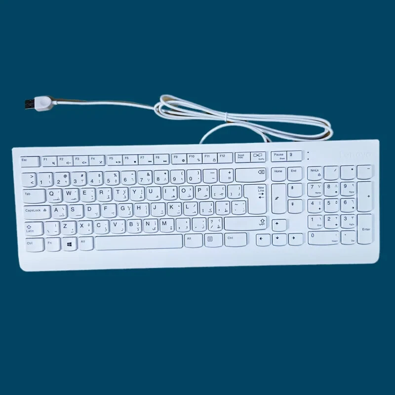 Lenovo Original Arabic USB wired keyboard SK8823 EKB536 Black White - Image 4 of 4