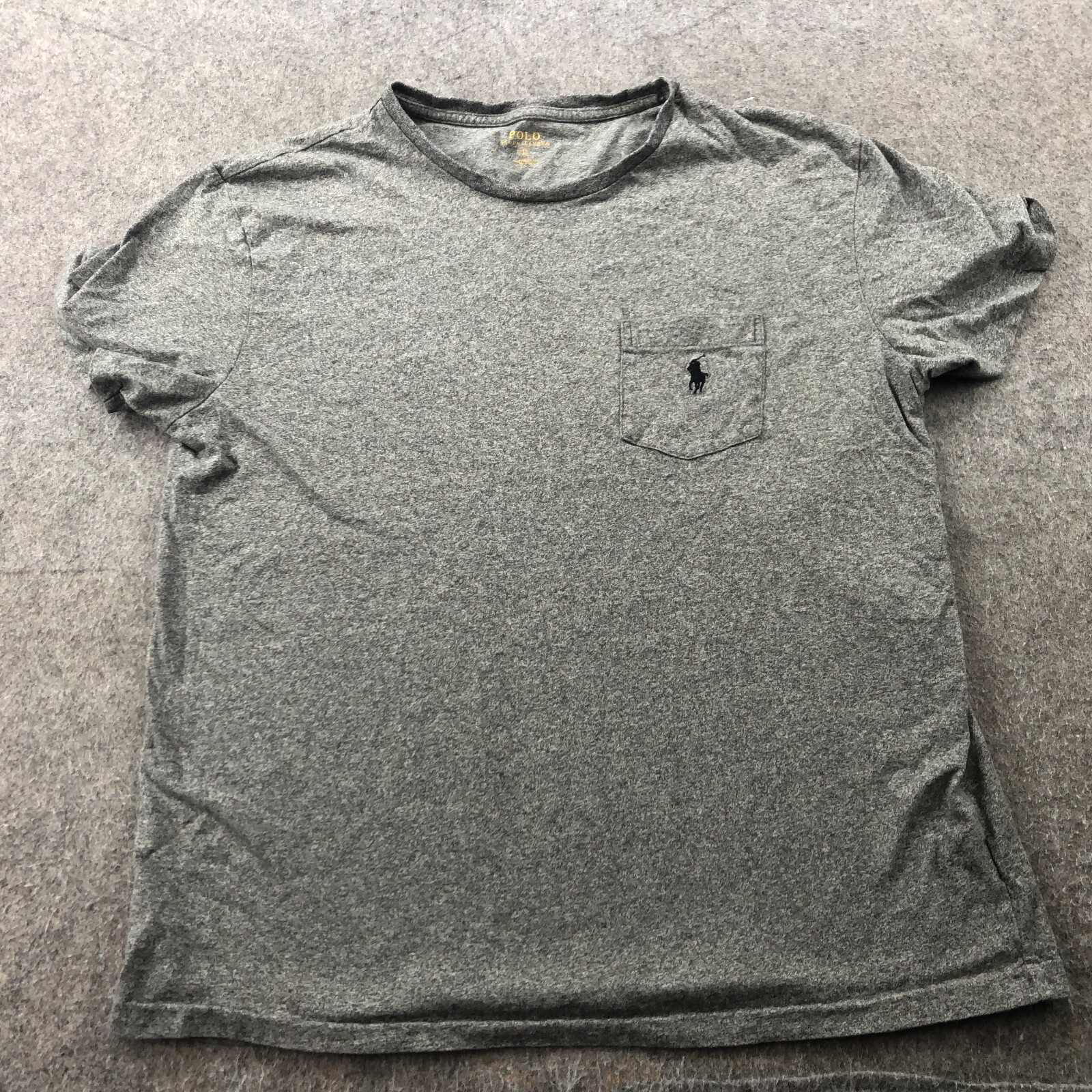 Ralph Lauren camicia uomo grande grigio blu pony ricamato tasca girocollo preppy