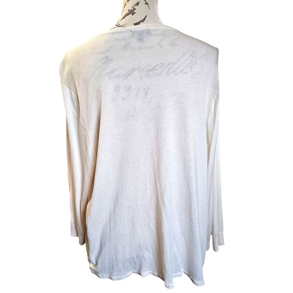 Silk Cardigan Sweater size 2X Butterflies Cream Career Business Casual